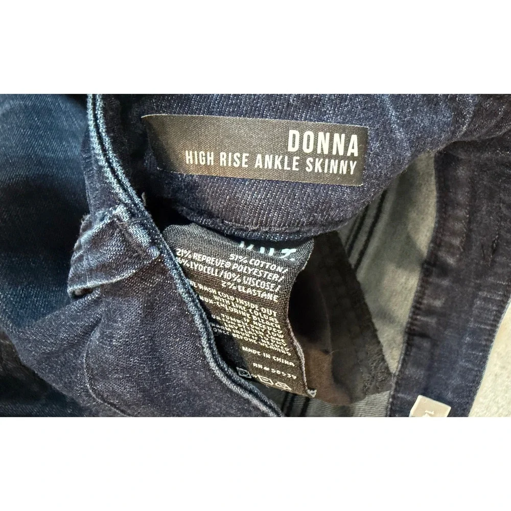 KUT from the Kloth Donna High Rise Ankle Skinny Jeans Dark Wash Raw Hem 14